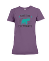 Save the Elephants Statement T-Shirt - Design 4 - Team Purple / S - Clothing elephants womens t-shirts