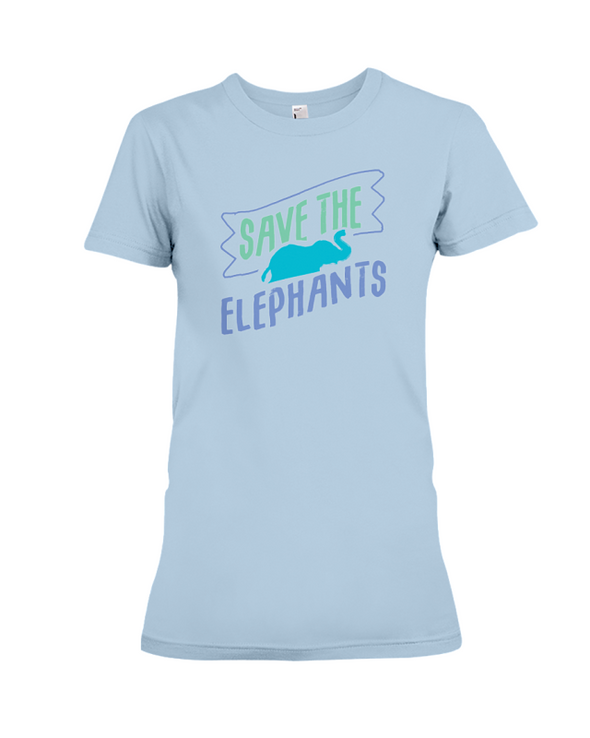 Save the Elephants Statement T-Shirt - Design 5 - Baby Blue / S - Clothing elephants womens t-shirts