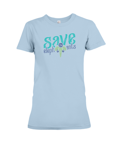 Save the Elephants Statement T-Shirt - Design 6 - Baby Blue / S - Clothing elephants womens t-shirts
