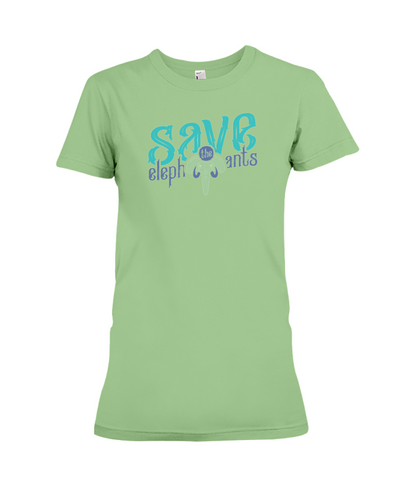 Save the Elephants Statement T-Shirt - Design 6 - Heather Green / S - Clothing elephants womens t-shirts