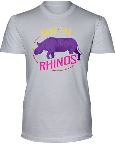 Save The Rhinos T-Shirt - Design 1 - Athletic Heather / S - Clothing rhinos womens t-shirts