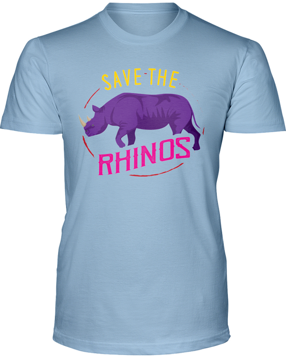 Save The Rhinos T-Shirt - Design 1 - Baby Blue / S - Clothing rhinos womens t-shirts