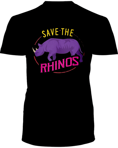 Save The Rhinos T-Shirt - Design 1 - Black / S - Clothing rhinos womens t-shirts