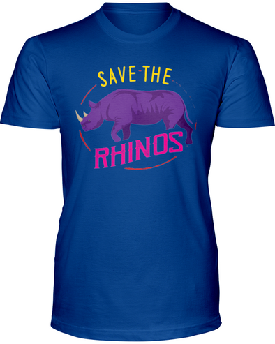 Save The Rhinos T-Shirt - Design 1 - Hthr True Royal / S - Clothing rhinos womens t-shirts