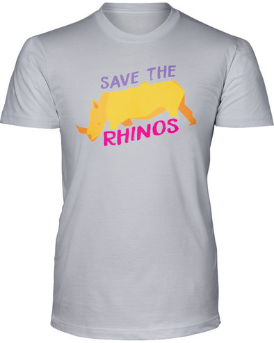 Save The Rhinos T-Shirt - Design 2 - Athletic Heather / S - Clothing rhinos womens t-shirts