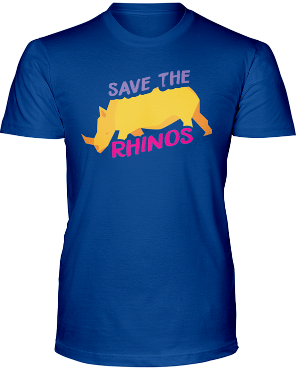 Save The Rhinos T-Shirt - Design 2 - Hthr True Royal / S - Clothing rhinos womens t-shirts