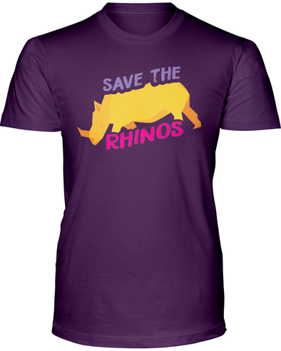 Save The Rhinos T-Shirt - Design 2 - Team Purple / S - Clothing rhinos womens t-shirts