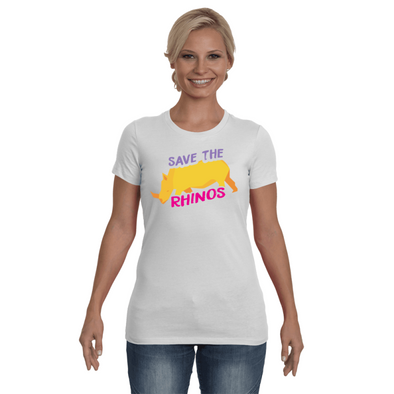 Save The Rhinos T-Shirt - Design 2 - Clothing rhinos womens t-shirts