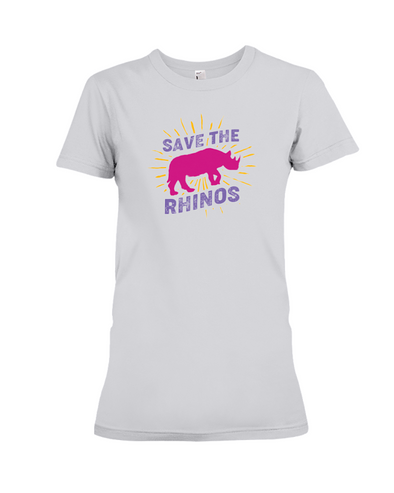 Save The Rhinos T-Shirt - Design 20 - Athletic Heather / S - Clothing rhinos womens t-shirts