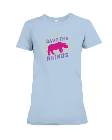 Save The Rhinos T-Shirt - Design 20 - Baby Blue / S - Clothing rhinos womens t-shirts