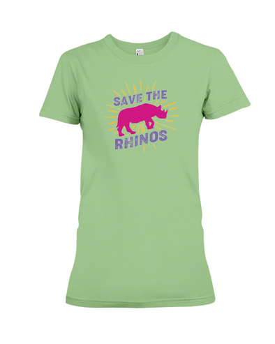 Save The Rhinos T-Shirt - Design 20 - Heather Green / S - Clothing rhinos womens t-shirts