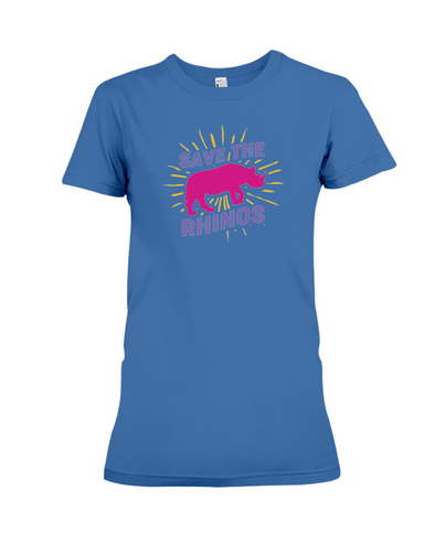 Save The Rhinos T-Shirt - Design 20 - Hthr True Royal / S - Clothing rhinos womens t-shirts