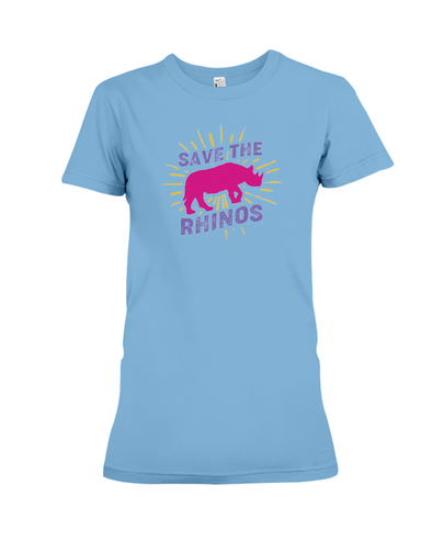 Save The Rhinos T-Shirt - Design 20 - Ocean Blue / S - Clothing rhinos womens t-shirts