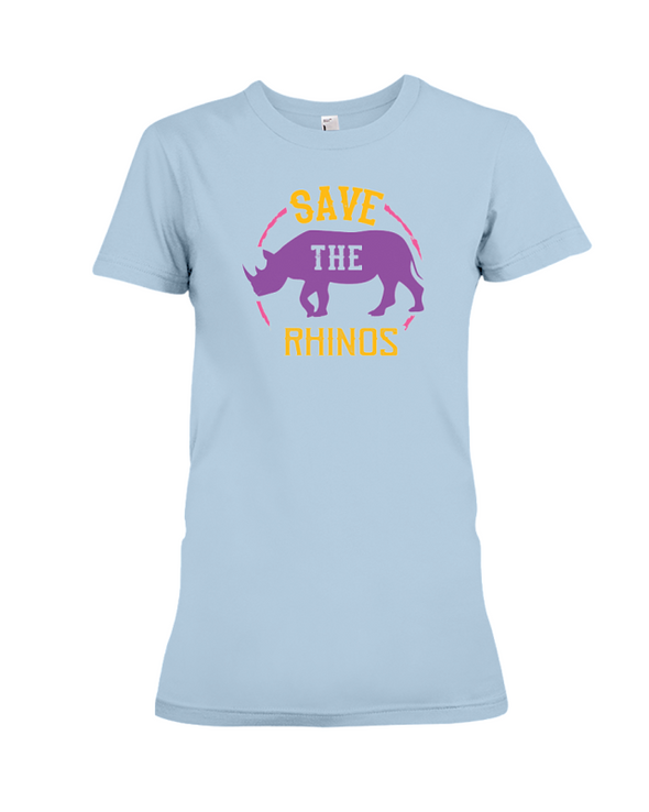 Save The Rhinos T-Shirt - Design 21 - Baby Blue / S - Clothing rhinos womens t-shirts