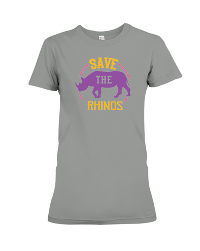 Save The Rhinos T-Shirt - Design 21 - Deep Heather / S - Clothing rhinos womens t-shirts