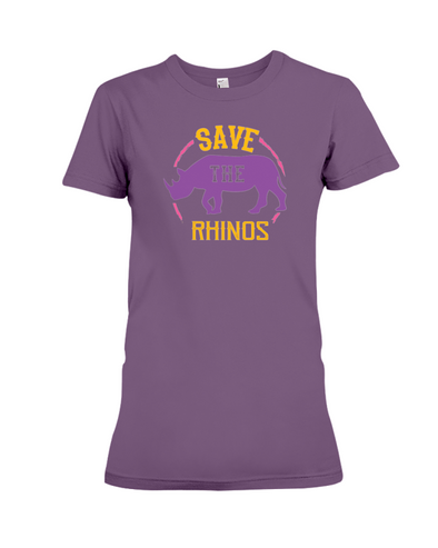Save The Rhinos T-Shirt - Design 21 - Team Purple / S - Clothing rhinos womens t-shirts