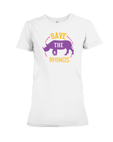 Save The Rhinos T-Shirt - Design 21 - White / S - Clothing rhinos womens t-shirts