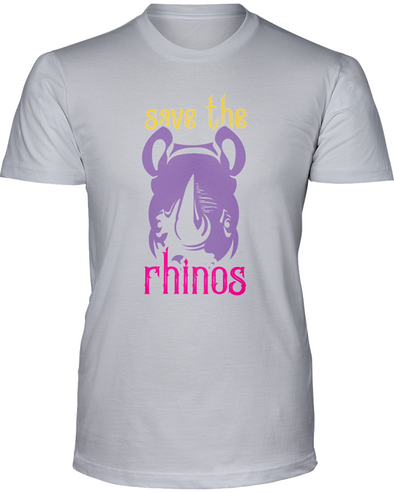Save The Rhinos T-Shirt - Design 3 - Athletic Heather / S - Clothing rhinos womens t-shirts