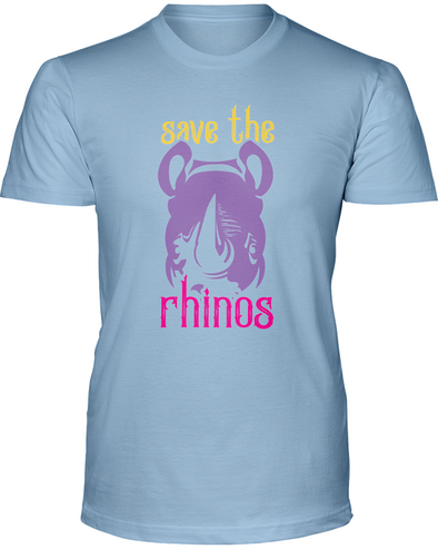 Save The Rhinos T-Shirt - Design 3 - Baby Blue / S - Clothing rhinos womens t-shirts