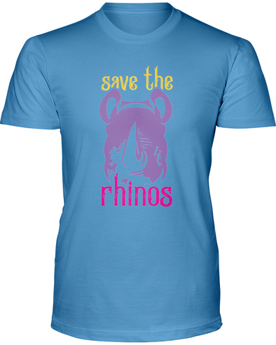 Save The Rhinos T-Shirt - Design 3 - Ocean Blue / S - Clothing rhinos womens t-shirts