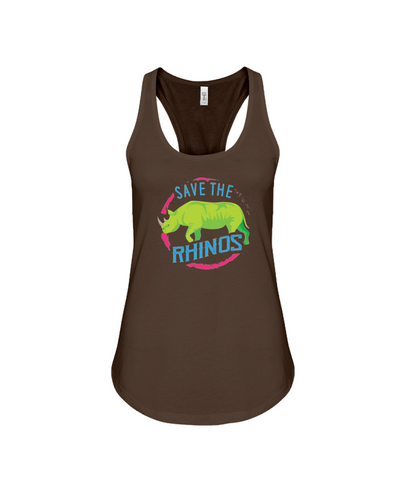 Save The Rhinos Tank-Top - Design 4 - Chocolate / S - Clothing rhinos womens t-shirts