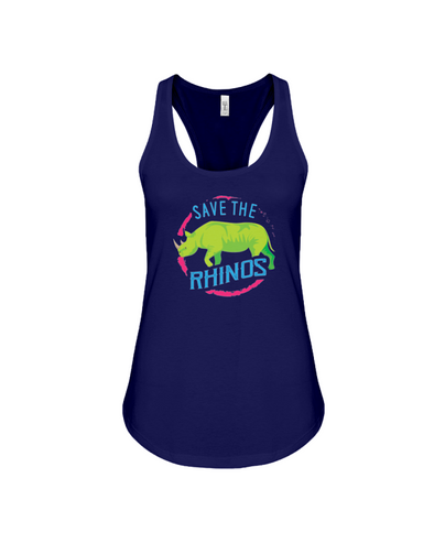 Save The Rhinos Tank-Top - Design 4 - Navy / S - Clothing rhinos womens t-shirts