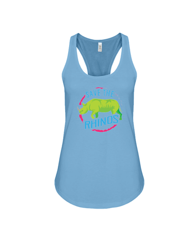 Save The Rhinos Tank-Top - Design 4 - Ocean Blue / S - Clothing rhinos womens t-shirts