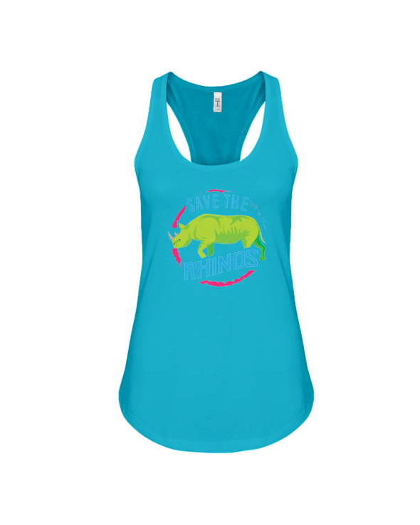 Save The Rhinos Tank-Top - Design 4 - Turquoise / S - Clothing rhinos womens t-shirts