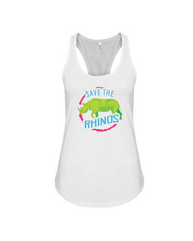 Save The Rhinos Tank-Top - Design 4 - White / S - Clothing rhinos womens t-shirts