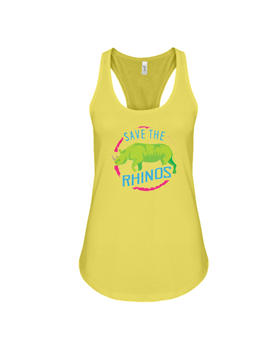 Save The Rhinos Tank-Top - Design 4 - Yellow / S - Clothing rhinos womens t-shirts