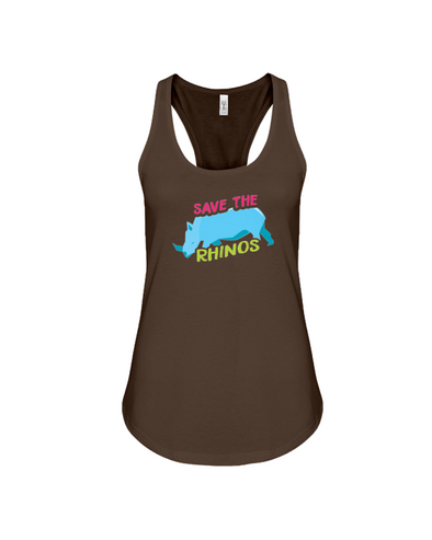 Save The Rhinos Tank-Top - Design 5 - Chocolate / S - Clothing rhinos womens t-shirts