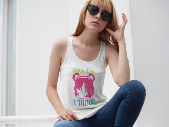 Save The Rhinos Tank-Top - Design 5 - Clothing rhinos womens t-shirts