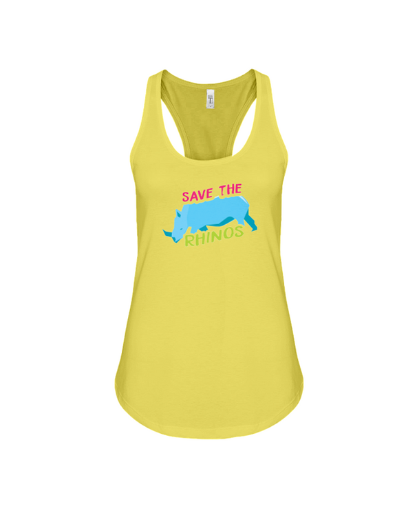 Save The Rhinos Tank-Top - Design 5 - Yellow / S - Clothing rhinos womens t-shirts