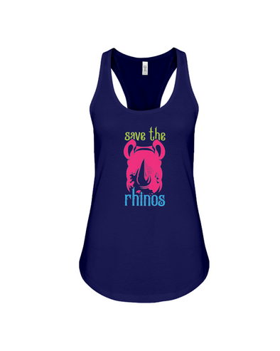 Save The Rhinos Tank-Top - Design 6 - Navy / S - Clothing rhinos womens t-shirts