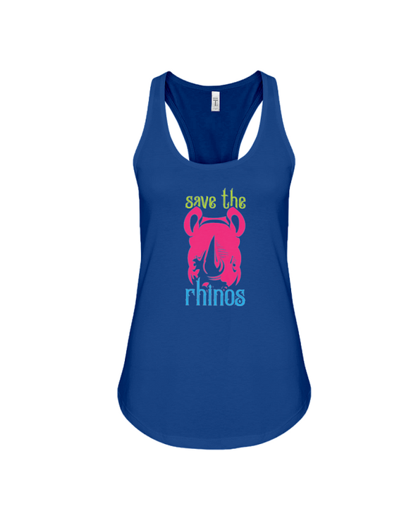 Save The Rhinos Tank-Top - Design 6 - True Royal / S - Clothing rhinos womens t-shirts