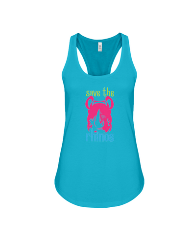 Save The Rhinos Tank-Top - Design 6 - Turquoise / S - Clothing rhinos womens t-shirts