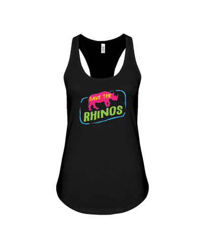 Save The Rhinos Tank-Top - Design 7 - Black / S - Clothing Rhinos Womens T-Shirts