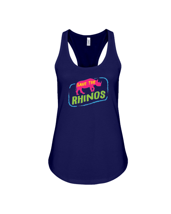 Save The Rhinos Tank-Top - Design 7 - Navy / S - Clothing Rhinos Womens T-Shirts