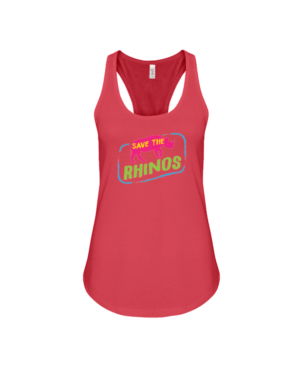 Save The Rhinos Tank-Top - Design 7 - Red / S - Clothing Rhinos Womens T-Shirts