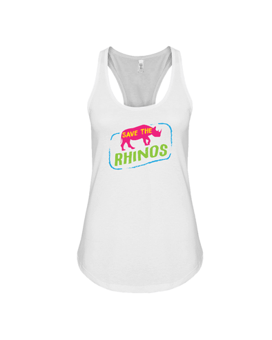Save The Rhinos Tank-Top - Design 7 - White / S - Clothing Rhinos Womens T-Shirts