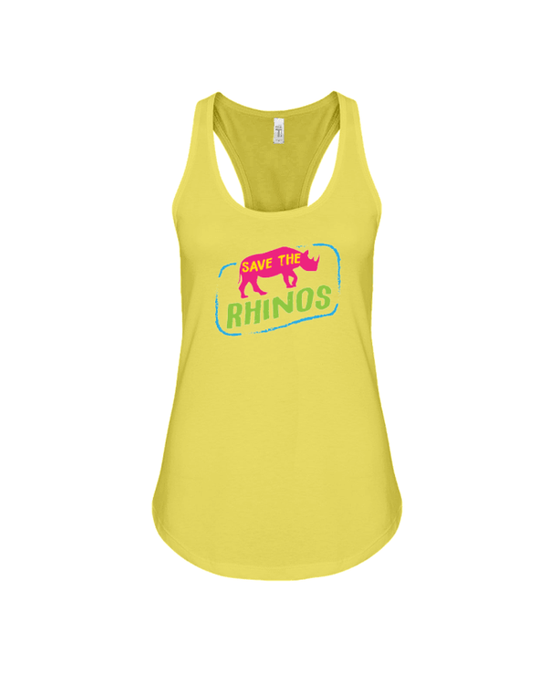 Save The Rhinos Tank-Top - Design 7 - Yellow / S - Clothing Rhinos Womens T-Shirts