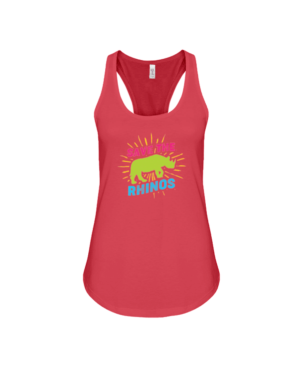 Save The Rhinos Tank-Top - Design 8 - Red / S - Clothing Rhinos Womens T-Shirts