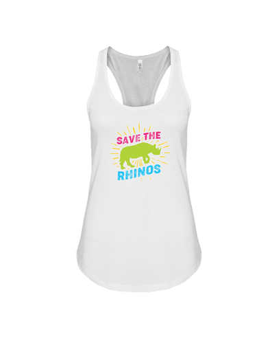 Save The Rhinos Tank-Top - Design 8 - White / S - Clothing Rhinos Womens T-Shirts