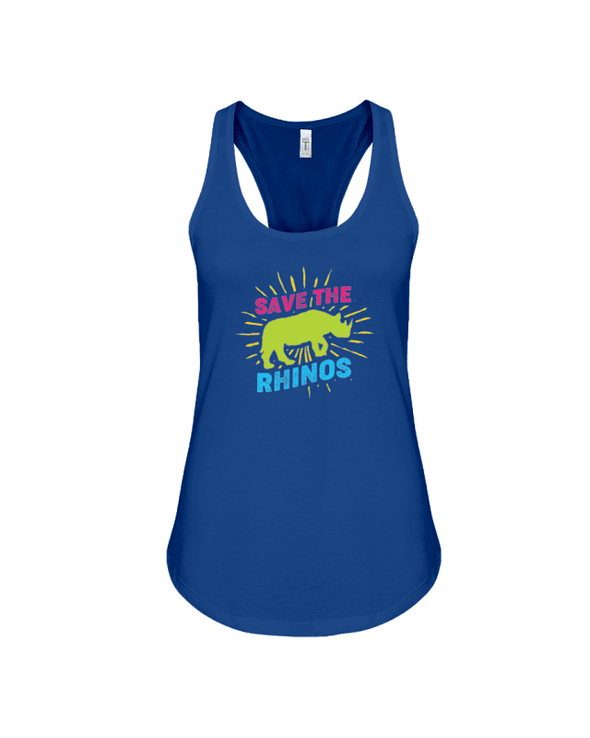 Save The Rhinos Tank-Top - Design 8 - True Royal / S - Clothing Rhinos Womens T-Shirts