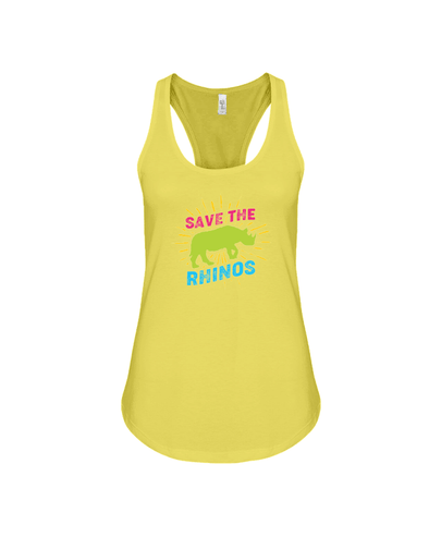 Save The Rhinos Tank-Top - Design 8 - Yellow / S - Clothing Rhinos Womens T-Shirts