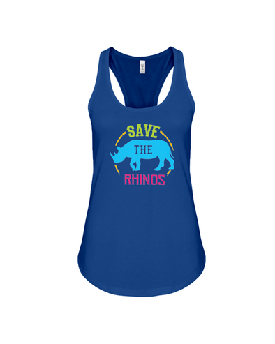 Save The Rhinos Tank-Top - Design 9 - Navy / S - Clothing rhinos womens t-shirts
