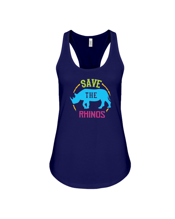 Save The Rhinos Tank-Top - Design 9 - True Royal / S - Clothing rhinos womens t-shirts