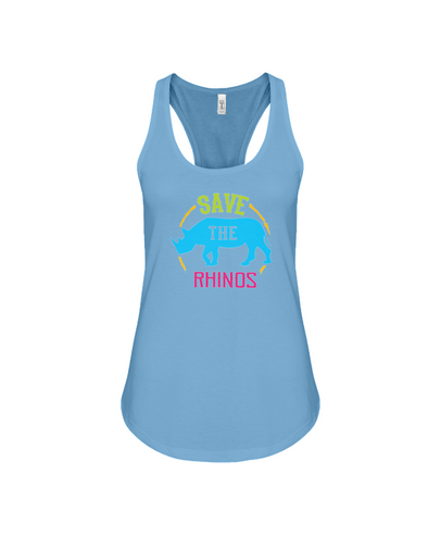 Save The Rhinos Tank-Top - Design 9 - Turquoise / S - Clothing rhinos womens t-shirts