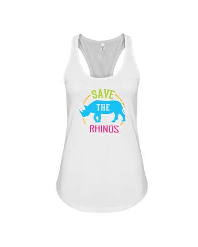 Save The Rhinos Tank-Top - Design 9 - White / S - Clothing rhinos womens t-shirts
