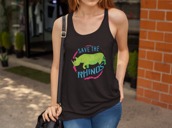 Save The Rhinos Tank-Top - Design 9 - Clothing rhinos womens t-shirts